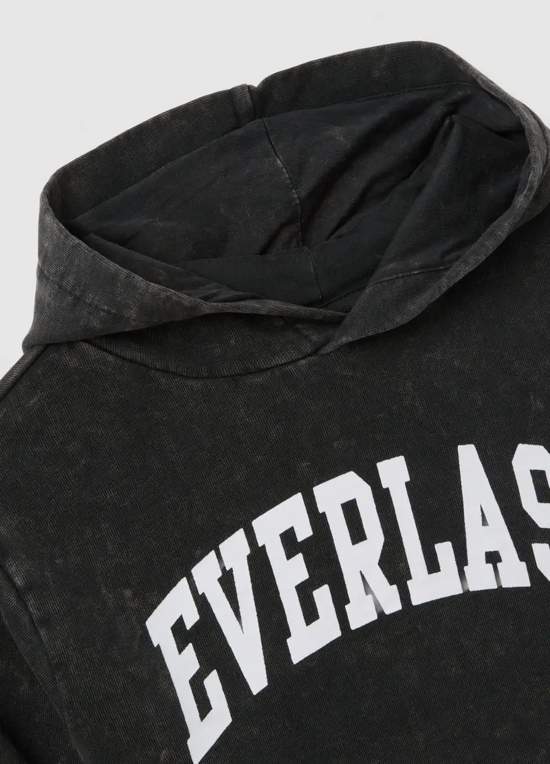 Felpa Con Cappuccio Da Bambino In Puro Cotone Nero, Nero miniatura 3