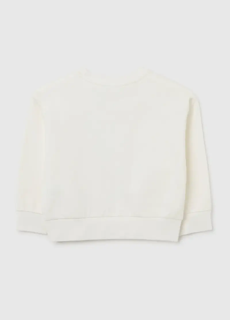 Felpa Da Bambina In Misto Cotone Elasticizzato Bianca, Bianco miniatura 2