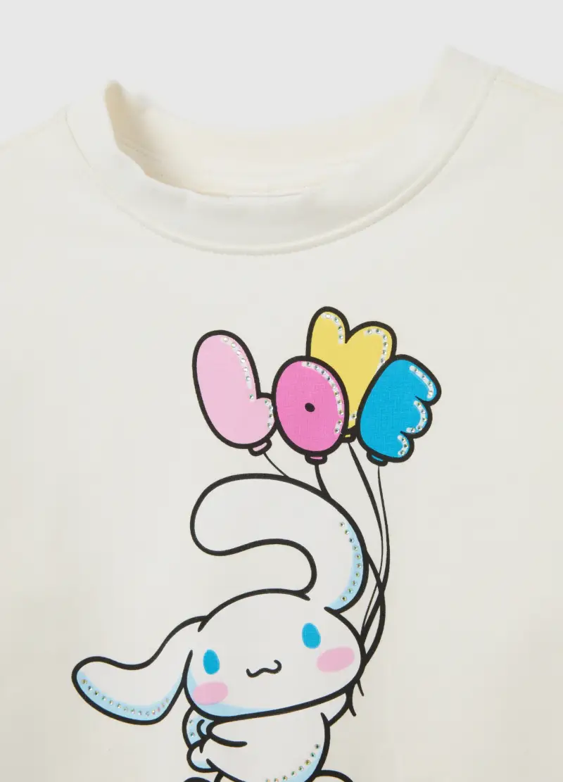 Felpa Da Bambina In Misto Cotone Elasticizzato Bianca, Bianco miniatura 3