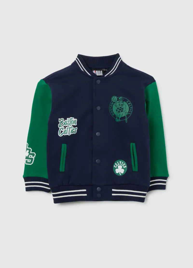 Felpa Da Bambino In Misto Cotone Blu Regular Fit Con Stampa Boston Celtics, Multicolor