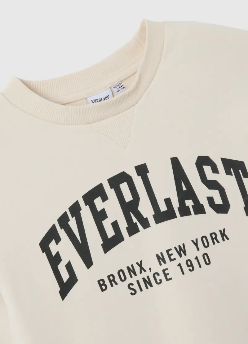 Felpa Da Bambino In Puro Cotone Beige Con Stampa, Beige miniatura 3