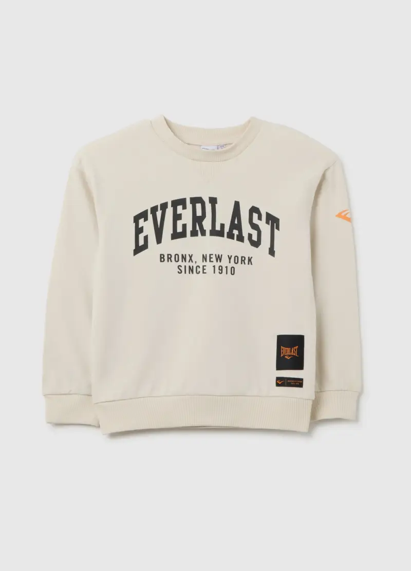 Felpa Da Bambino In Puro Cotone Beige Con Stampa, Beige