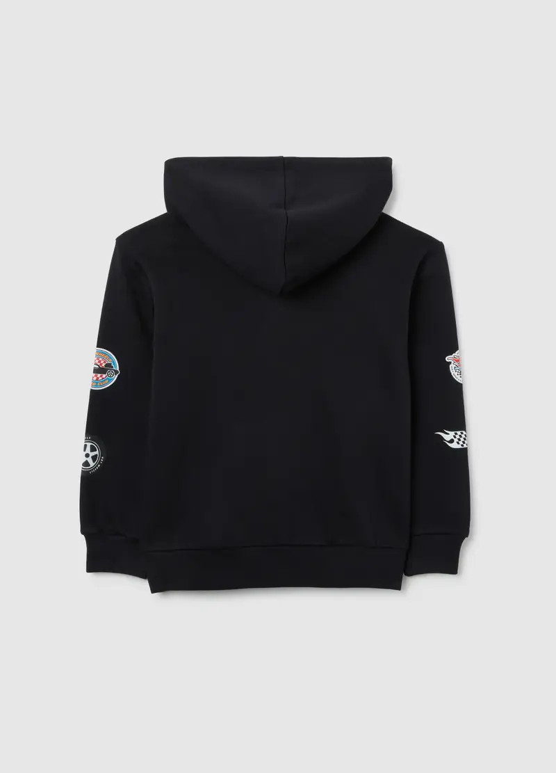 Felpa Da Bambino In Puro Cotone Nera Regular Fit Con Stampa, Nero miniatura 2