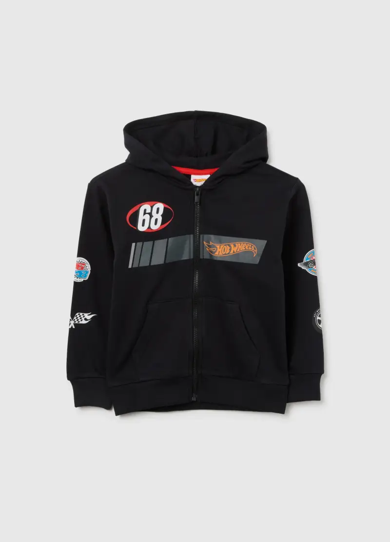 Felpa Da Bambino In Puro Cotone Nera Regular Fit Con Stampa, Nero