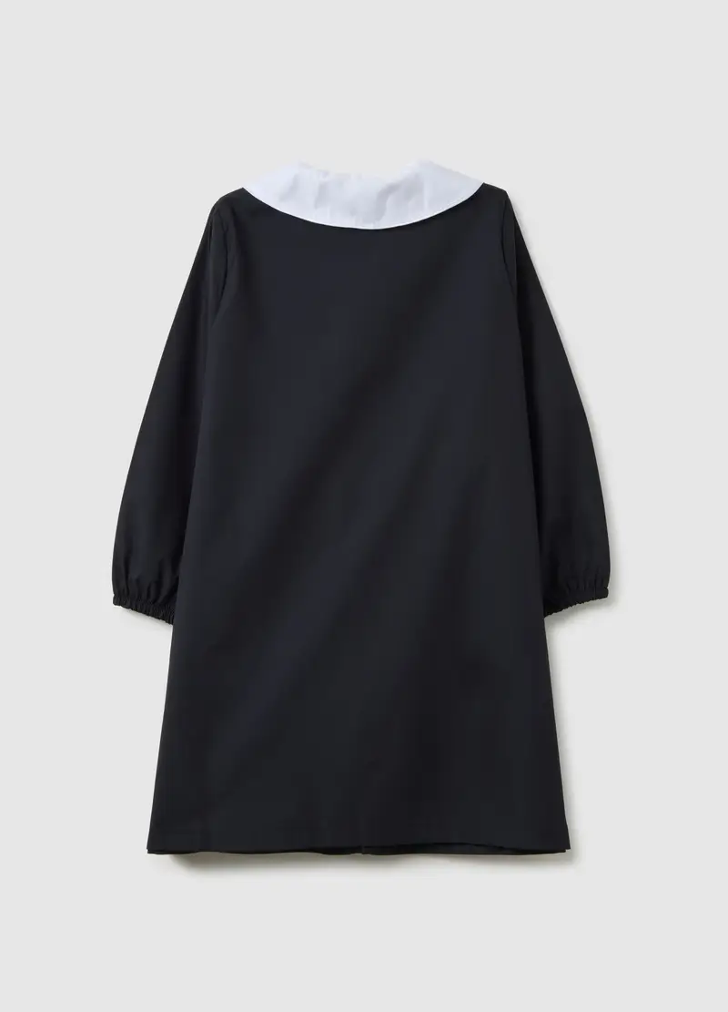 Grembiule Scolastico Da Ragazza In Misto Cotone Nera Con Ricami, Bambina, Multicolor miniatura 2