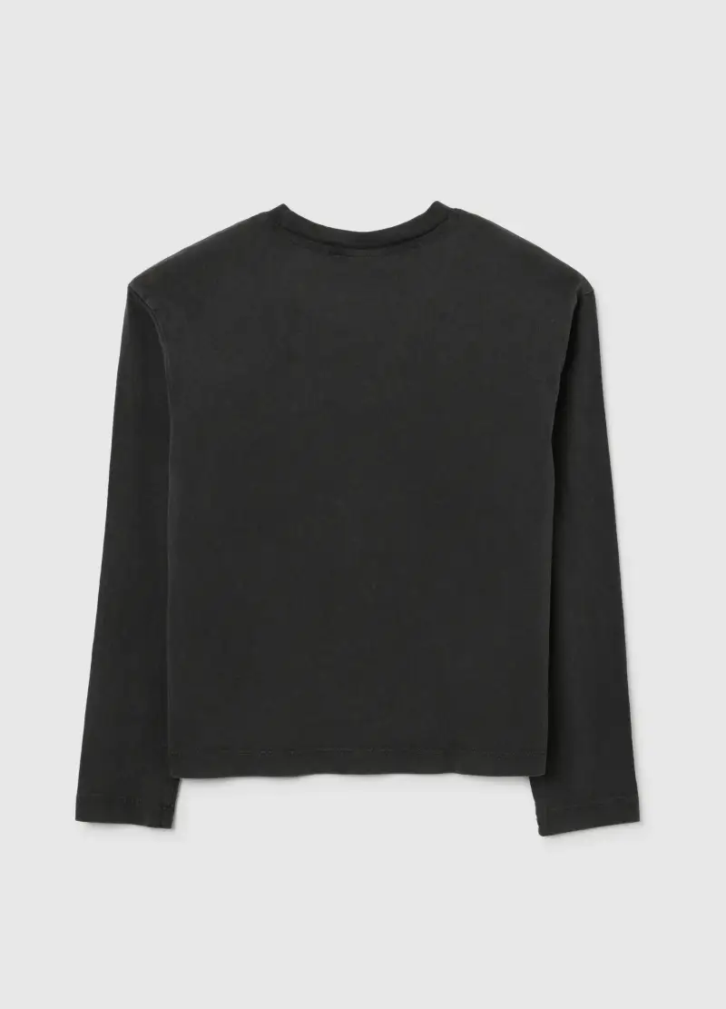 Maglia Da Ragazze In Puro Cotone Nero Regular Fit, Bambina, Nero miniatura 2