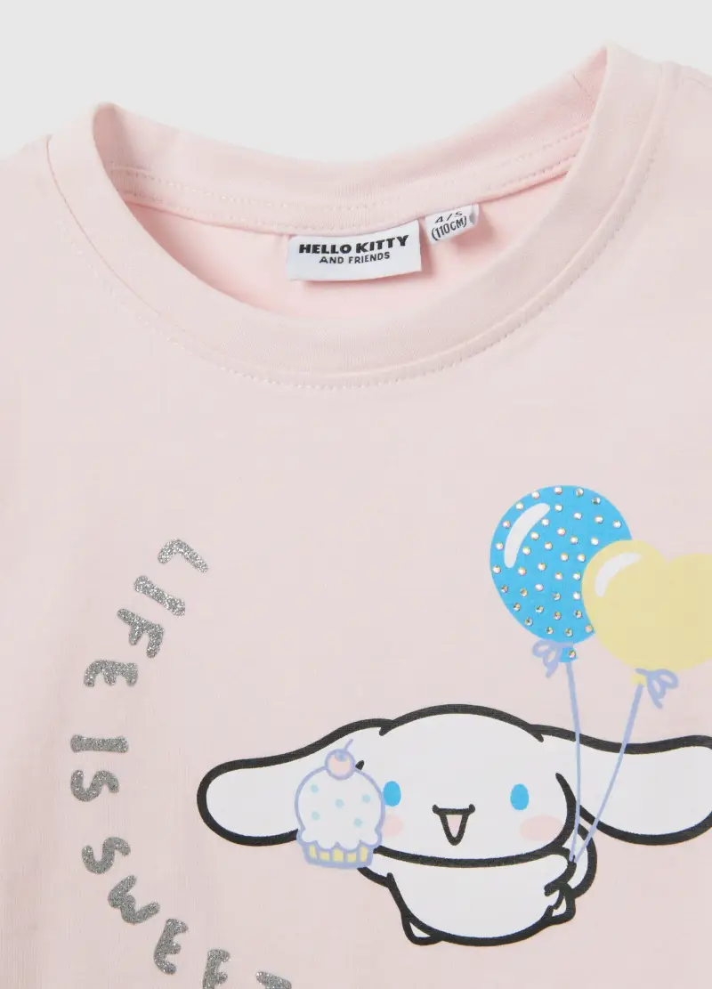 Maglietta Da Bambina In Misto Cotone Elasticizzato Rosa Regular Fit Di Hello Kitty, Rosa miniatura 3