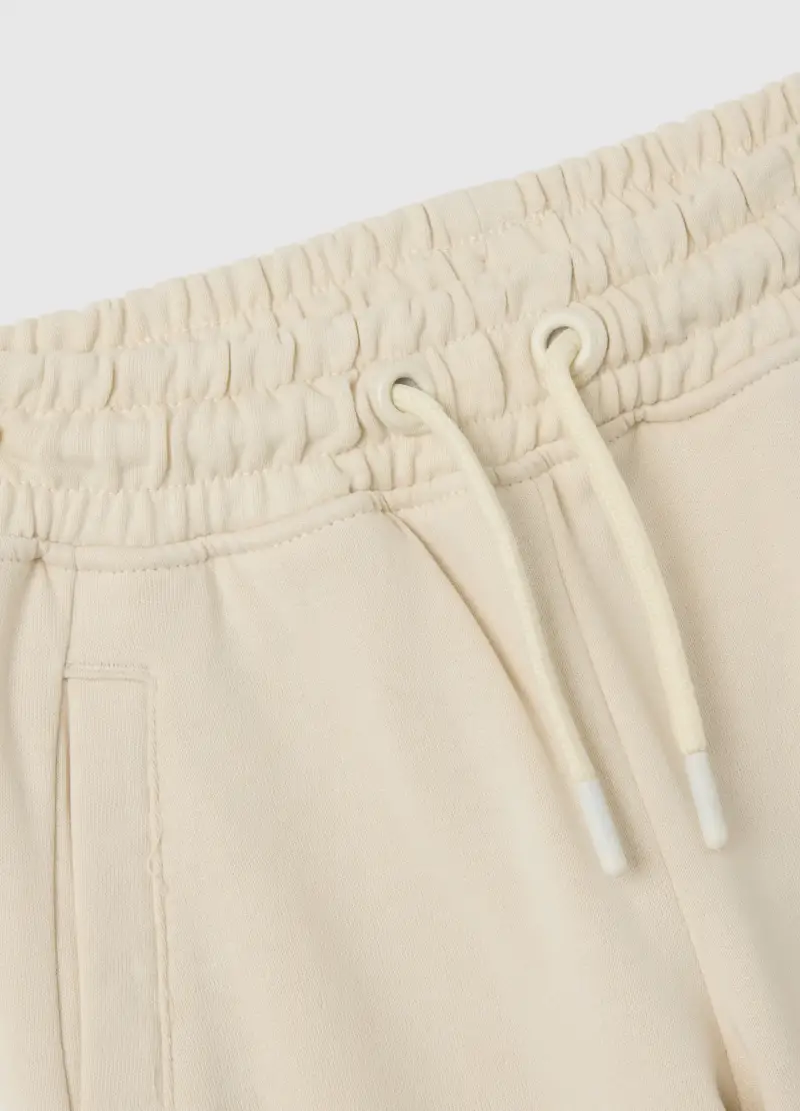 Pantaloni Da Bambina In Puro Cotone Beige Wide Leg, Beige miniatura 2