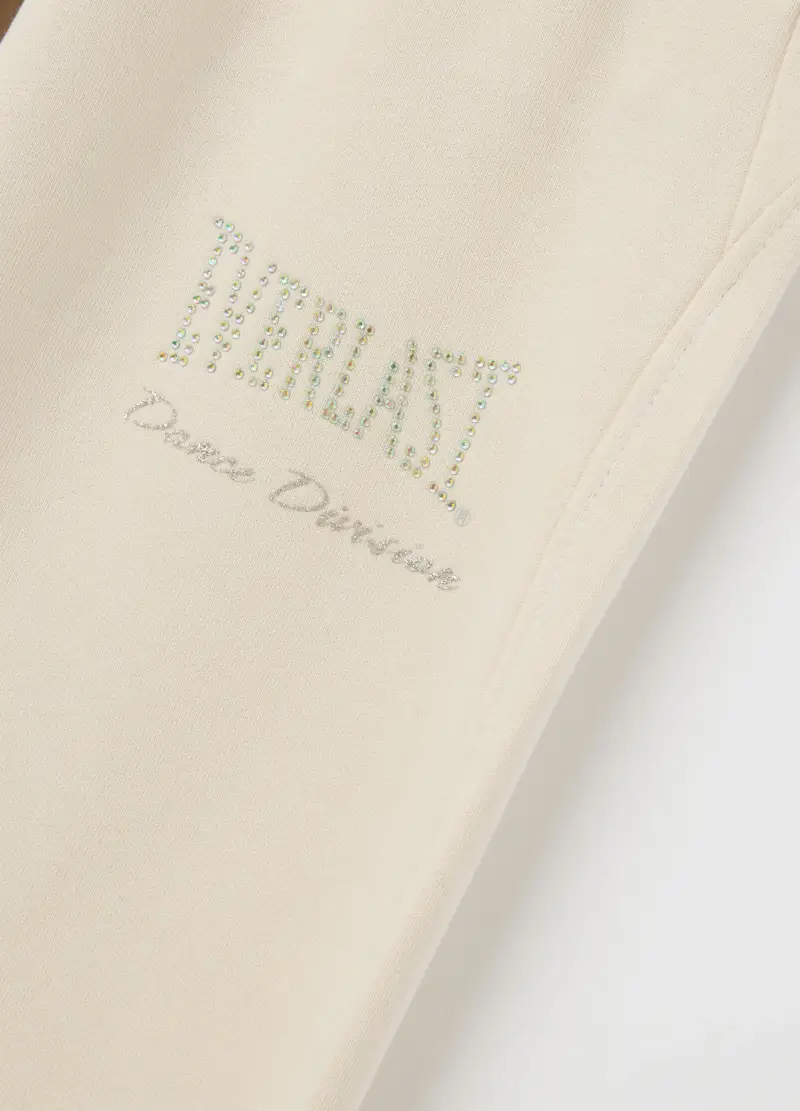 Pantaloni Da Bambina In Puro Cotone Beige Wide Leg, Beige miniatura 3