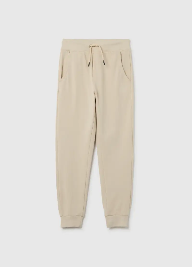 Pantaloni Da Ragazzo In Misto Cotone Beige Over Fit, Bambino, Beige