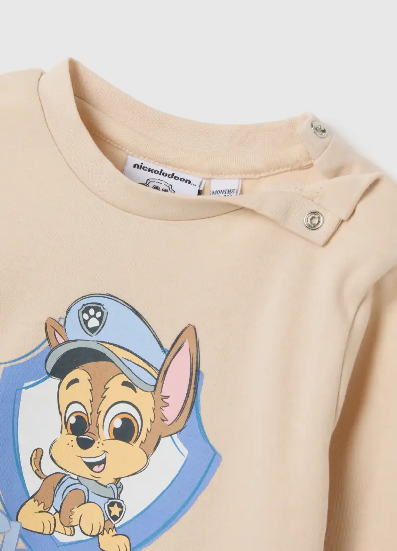 Pigiama Da Bambino In Puro Cotone Beige Con Stampa, Beige miniatura 2