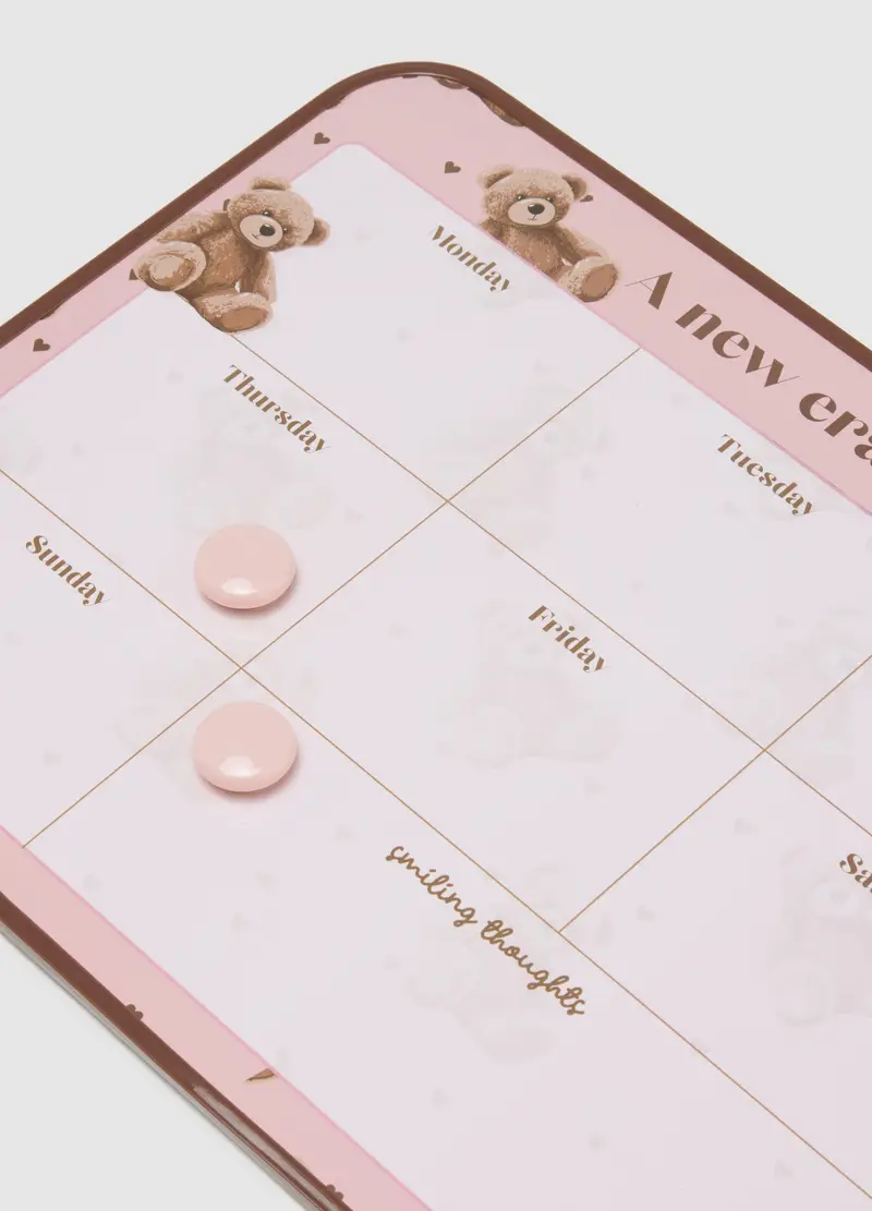 Planner In Ferro Rosa Con Pennarello, Donna, Rosa miniatura 2