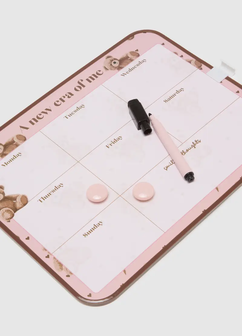 Planner In Ferro Rosa Con Pennarello, Donna, Rosa miniatura 3