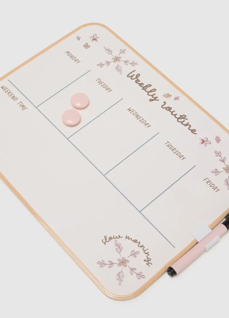 Planner Settimanale In Ferro Bianco Con Pennarello, Donna, Bianco miniatura 2