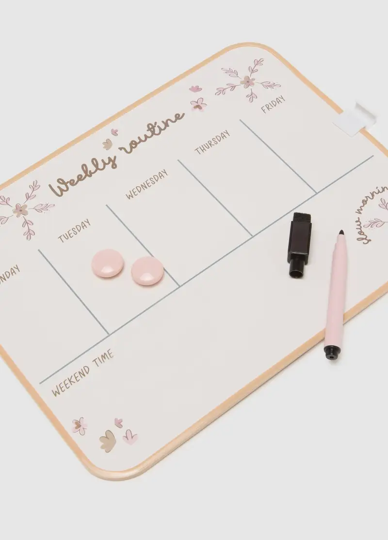 Planner Settimanale In Ferro Bianco Con Pennarello, Donna, Bianco miniatura 3