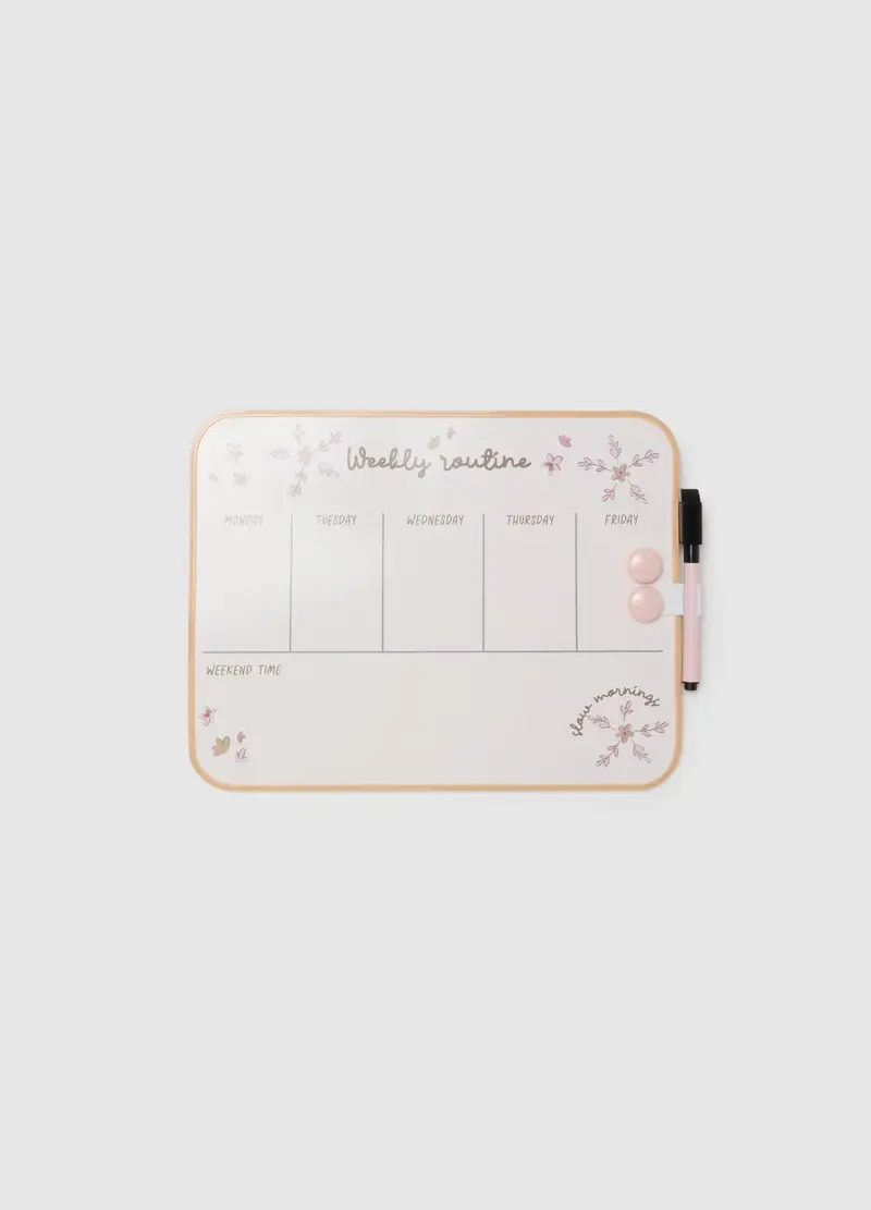 Planner Settimanale In Ferro Bianco Con Pennarello, Donna, Bianco