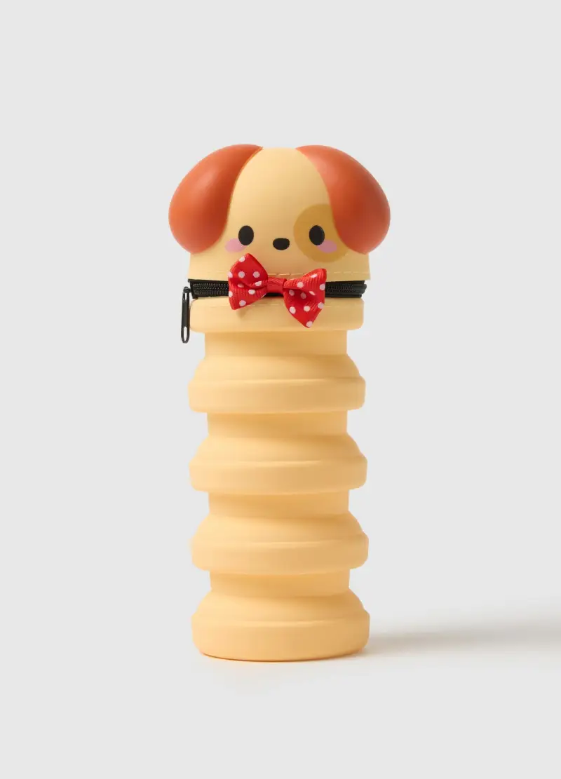 Porta Accessori A Forma Di Cane Da Ragazza In Silicone Arancione, Bambina, Arancione miniatura 2