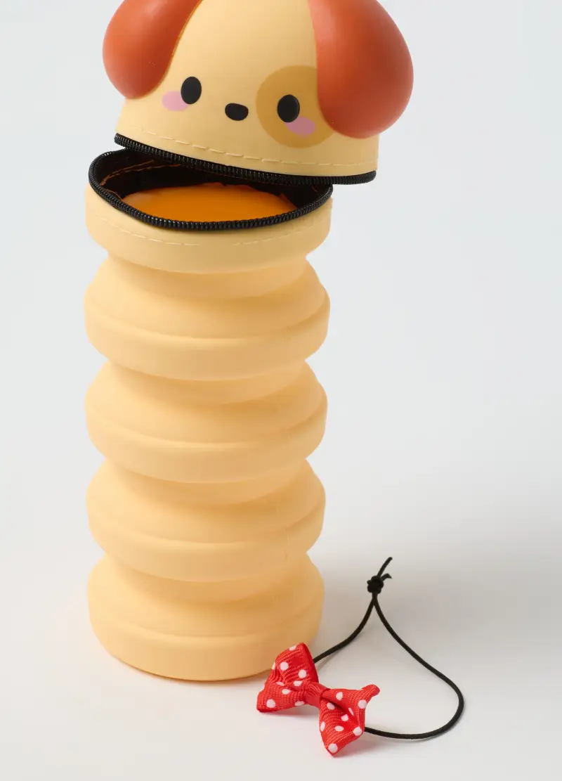 Porta Accessori A Forma Di Cane Da Ragazza In Silicone Arancione, Bambina, Arancione miniatura 3