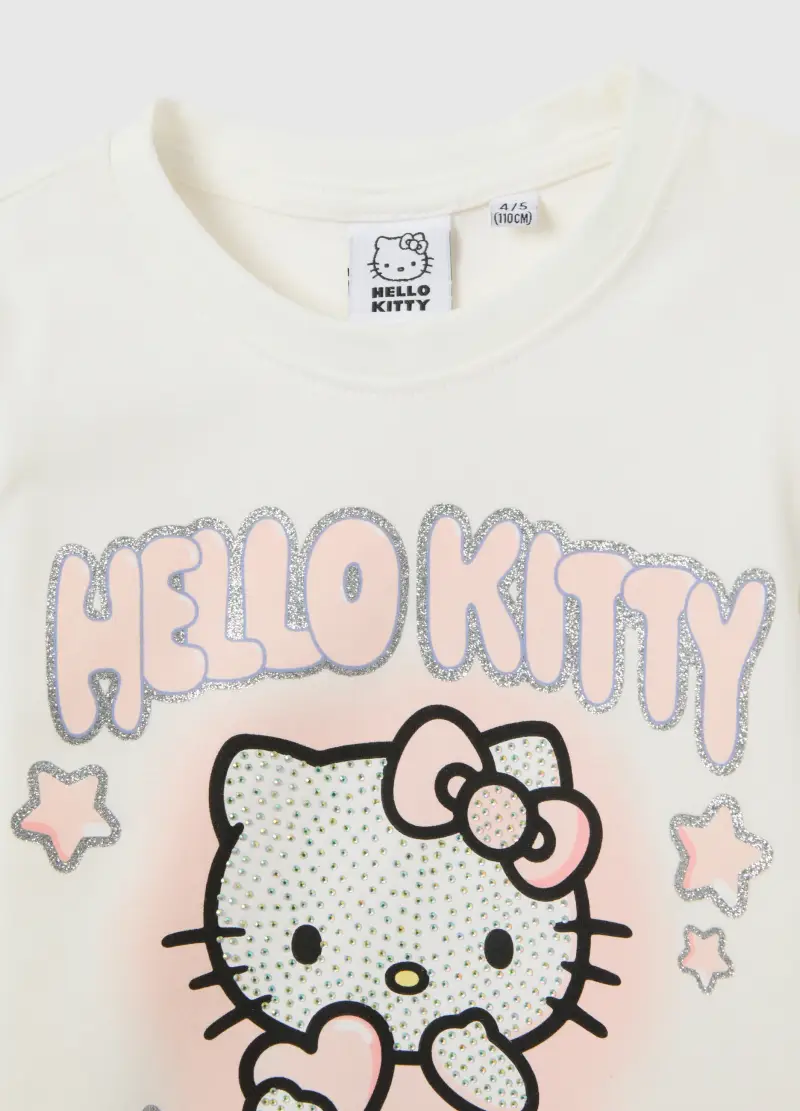 T-shirt Da Bambina In Misto Cotone Bianca Di Hello Kitty, Bianco miniatura 3