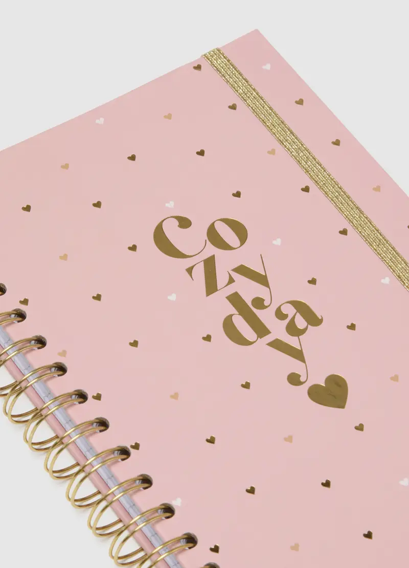 Taccuino In Carta Rosa Con Cuori Dorati, Donna, Rosa miniatura 3
