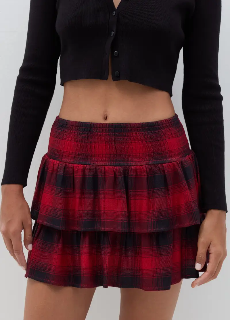 Minigonna Check A Balze, Donna, Multicolor miniatura 2