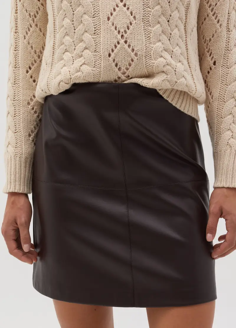 Minigonna Marrone Con Effetto Lucido, Donna, Marrone miniatura 2