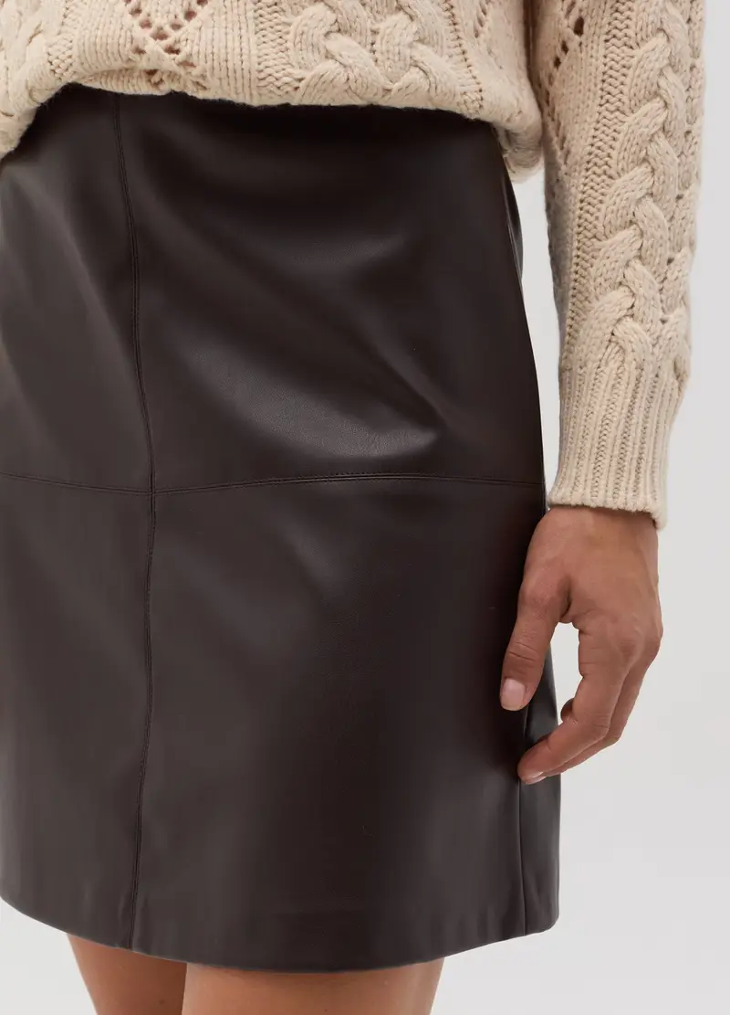 Minigonna Marrone Con Effetto Lucido, Donna, Marrone miniatura 3