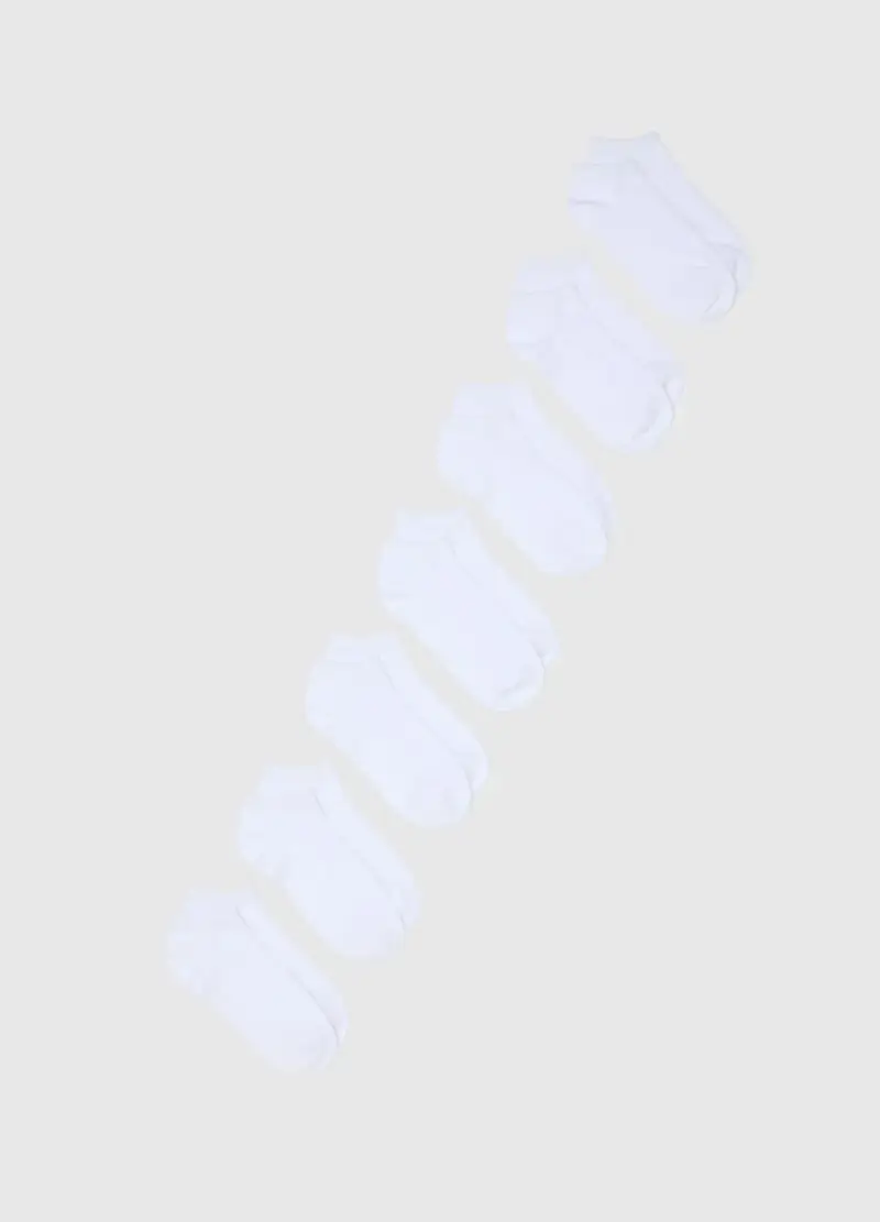 Multipack Calzini Bianchi In Cotone Elasticizzato Vestibilità Aderente, Donna, Bianco