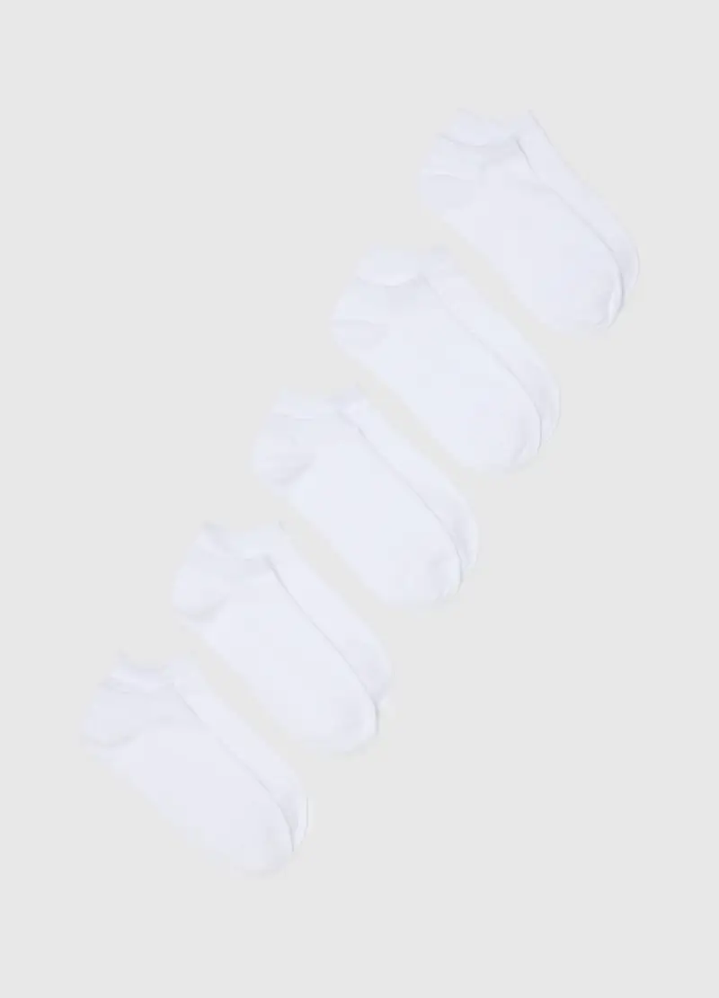 Multipack Calzini Corti Bianchi In Misto Cotone Regular Fit, Donna, Bianco