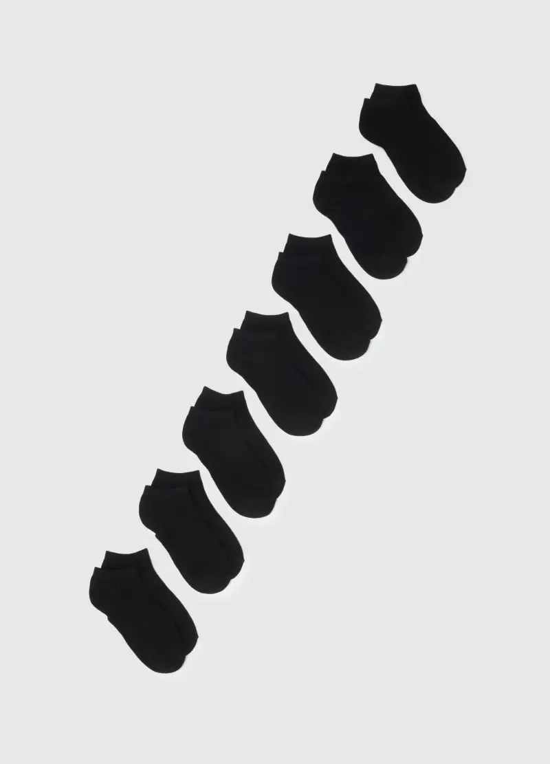 Multipack Calzini Neri In Cotone Elasticizzato Vestibilità Aderente, Donna, Nero