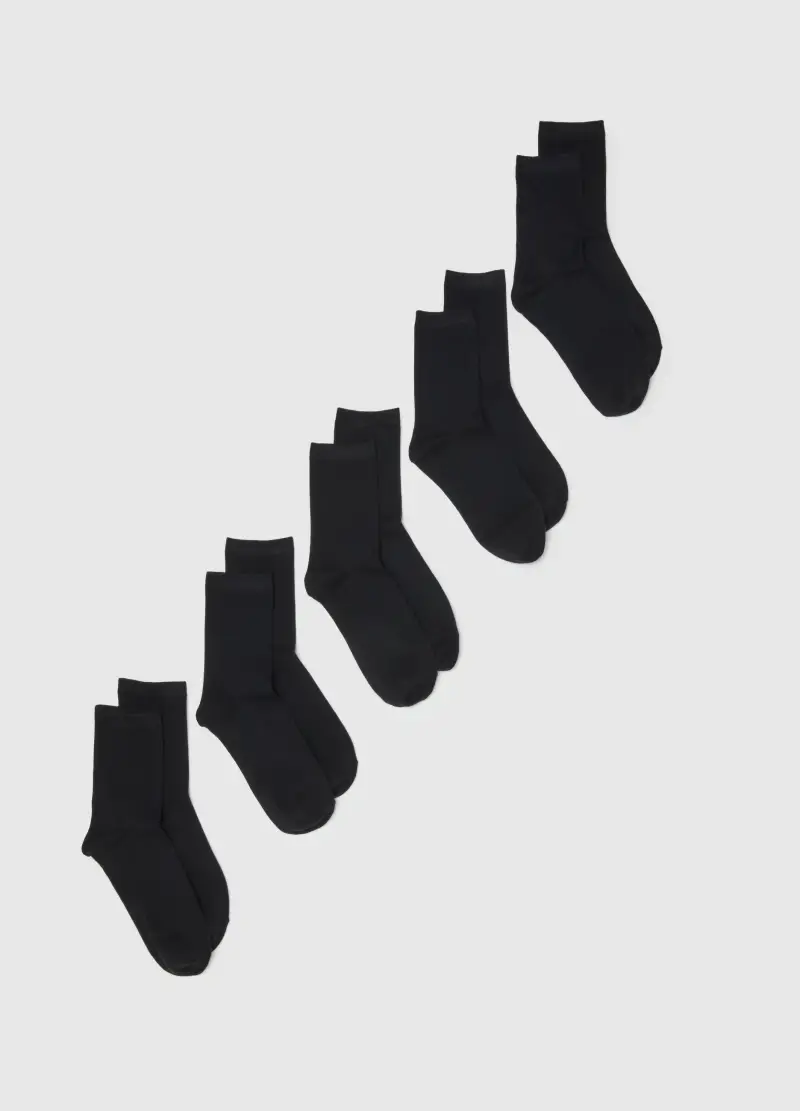 Multipack Calzini Neri In Misto Cotone Regular Fit, Donna, Nero