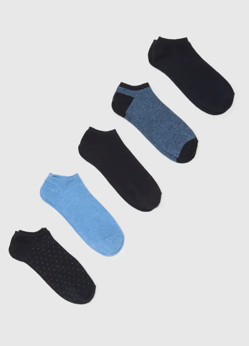 Multipack Di Cinque Pariscarpa Azzurre E Blu In Cotone Stretch, Uomo, Multicolor