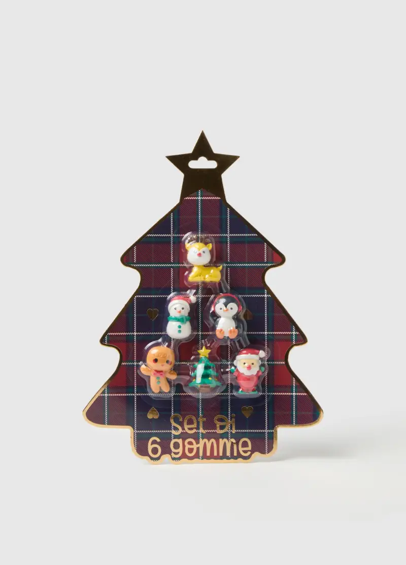 Multipack Gomme Natalizie Multicolor In Gomma Naturale, Donna, Multicolor