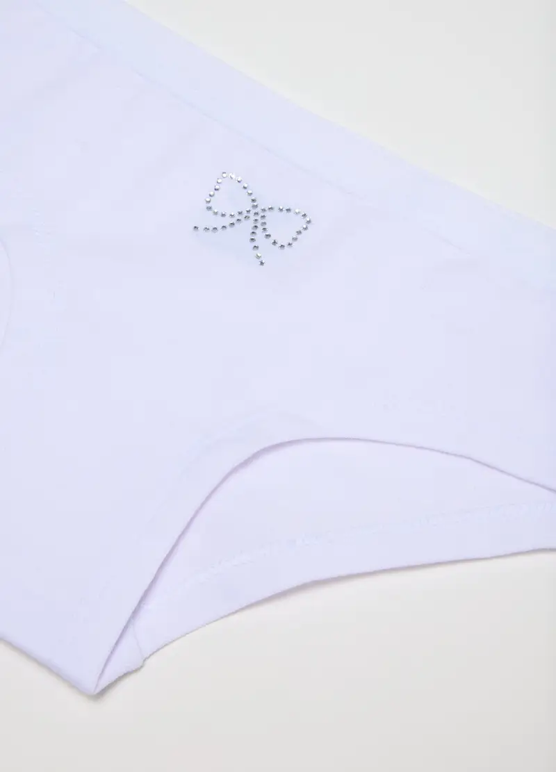 OVS, Mutandina Da Bambina In Cotone Bianco Regular Fit Con Fiocco Di Strass, Bianco, Taglia: 3-4 miniatura 2