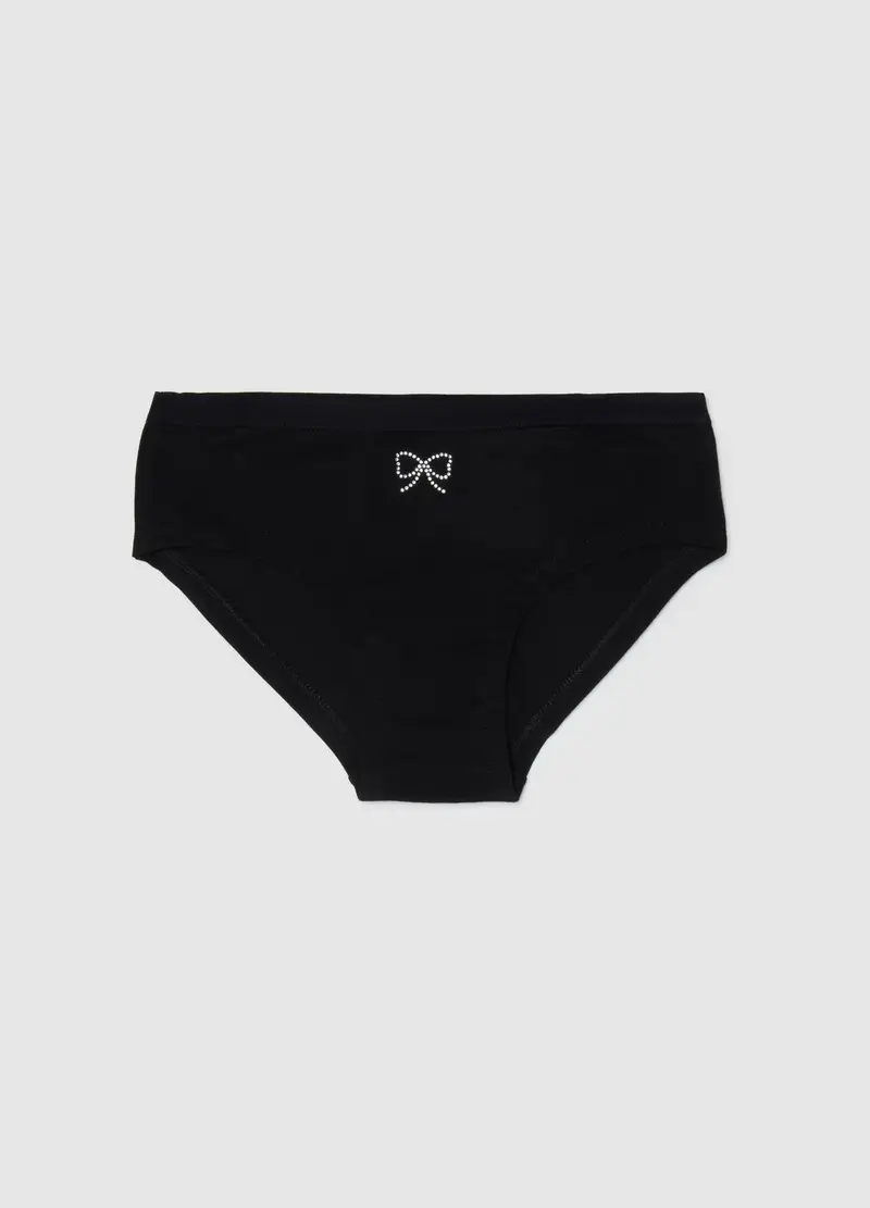 OVS, Mutandina Da Ragazza In Cotone Nero Regular Fit Con Fiocco, Bambina, Nero, Taglia: 10-11
