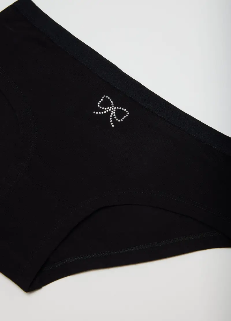 OVS, Mutandina Da Ragazza In Cotone Nero Regular Fit Con Fiocco, Bambina, Nero, Taglia: 10-11 miniatura 3