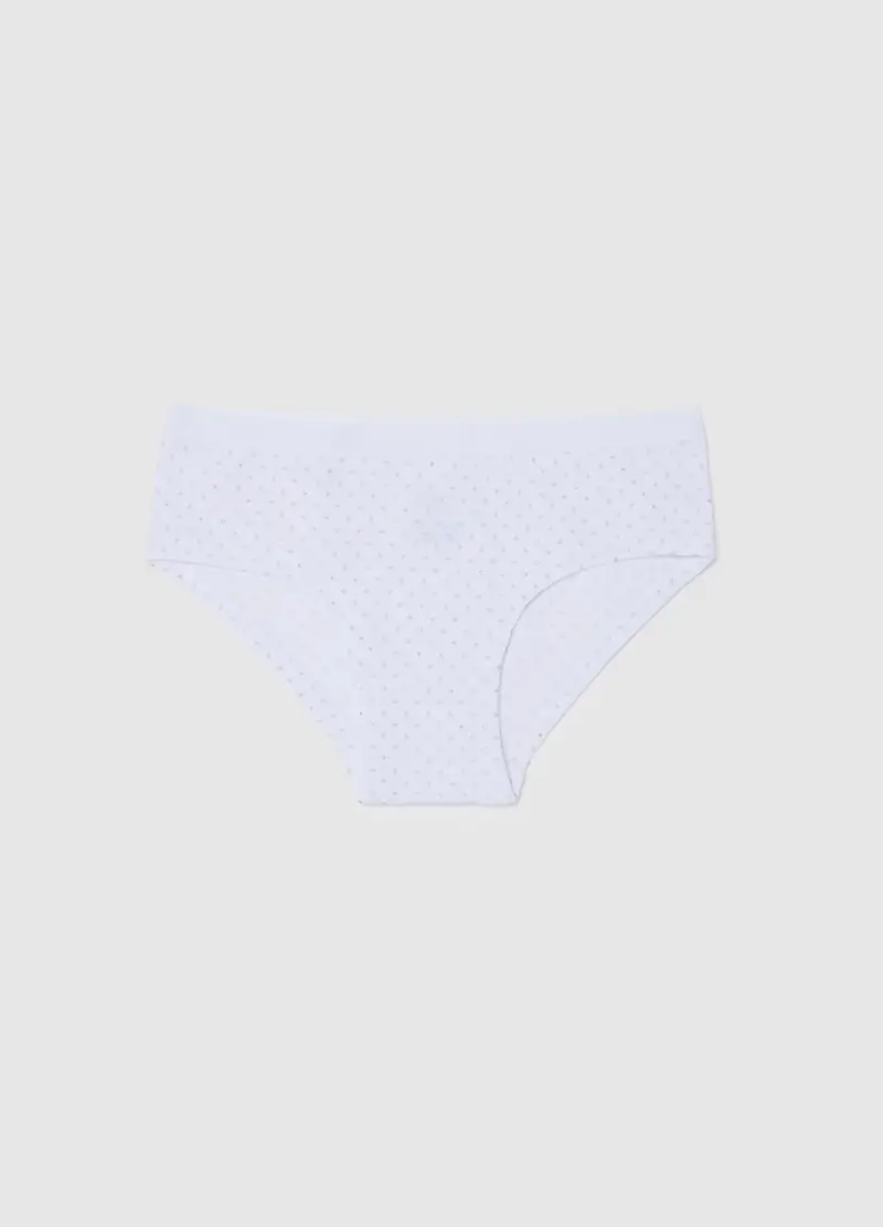 Mutandine Da Bambina In Cotone Elasticizzato Bianche, Bianco