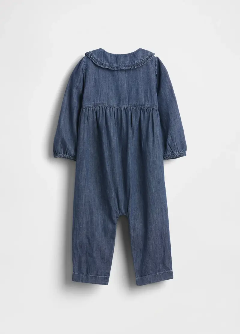 Pagliaccetto In Denim Blu Per Neonato, Unisex, Blu miniatura 2