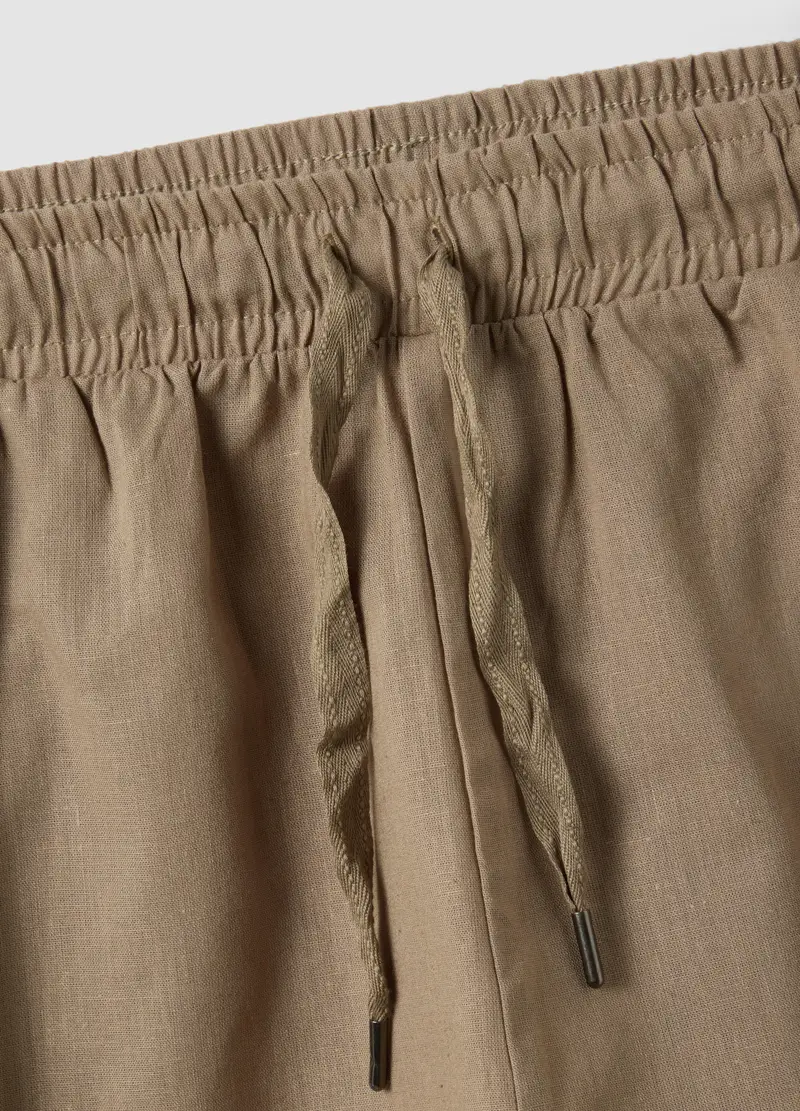 Pantaloncini Pigiama In Misto Cotone E Lino Beige Regular Fit, Uomo, Beige miniatura 2