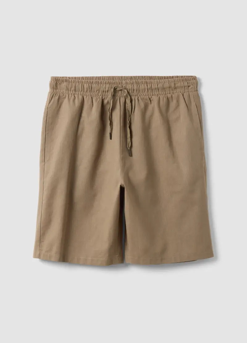 Pantaloncini Pigiama In Misto Cotone E Lino Beige Regular Fit, Uomo, Beige