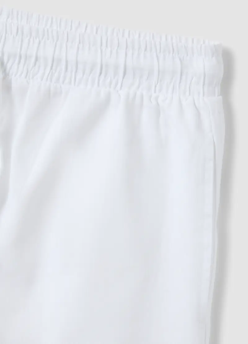 Pantaloncini Pigiama In Misto Cotone E Lino Bianco Regular Fit, Uomo, Bianco miniatura 2