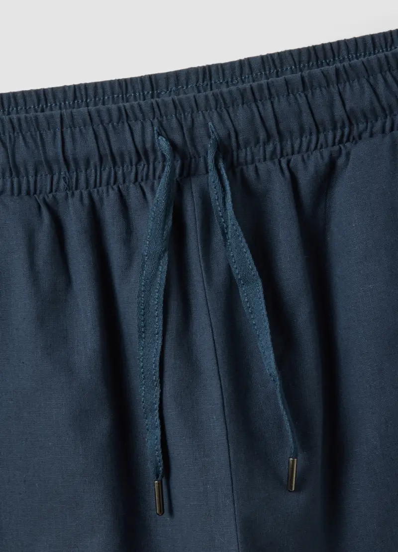 Pantaloncini Pigiama In Misto Cotone E Lino Blu Regular Fit, Uomo, Blu miniatura 2