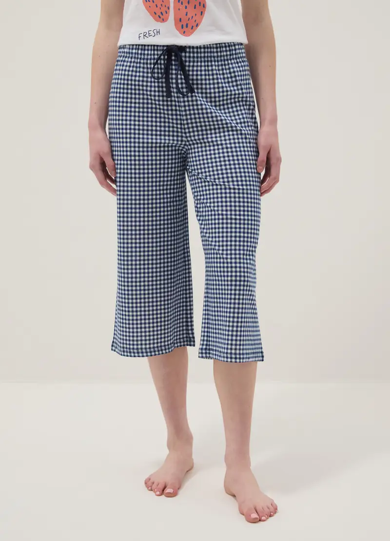 Pantaloncini Pigiama In Puro Cotone A Quadri Multicolor Regular Fit, Donna, Multicolor miniatura 2