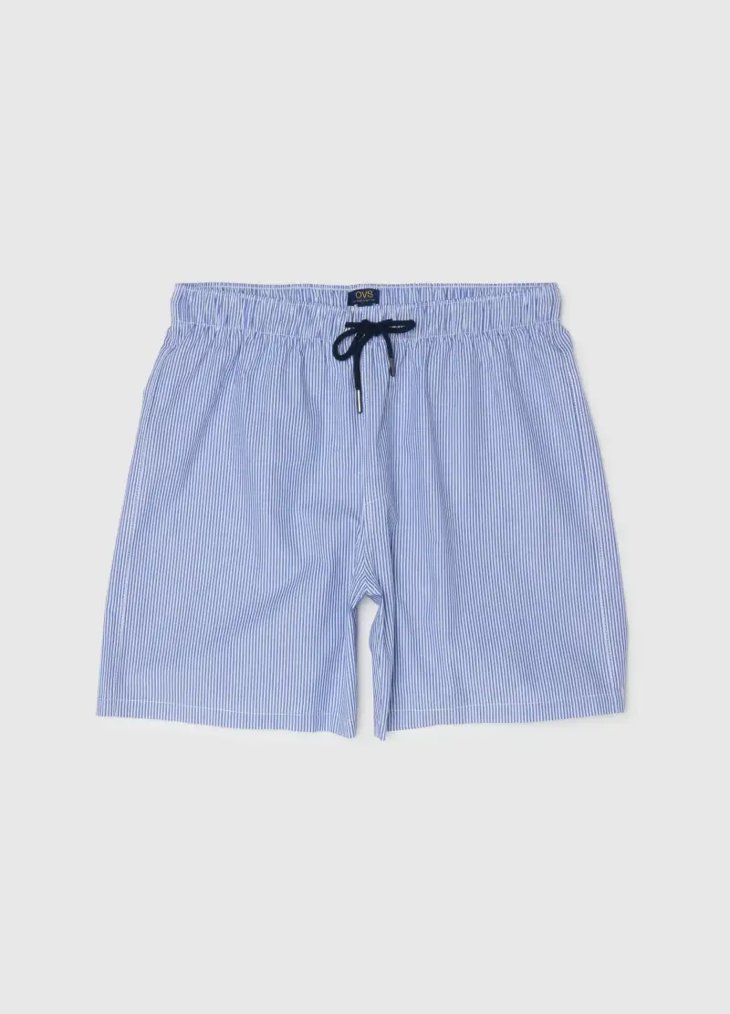 Pantaloncini Pigiama In Puro Cotone A Righe Multicolor Regular Fit, Uomo, Multicolor