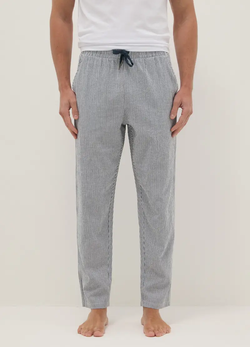 Pantaloncini Pigiama In Puro Cotone A Righe Multicolor Regular Fit, Uomo, Multicolor miniatura 2