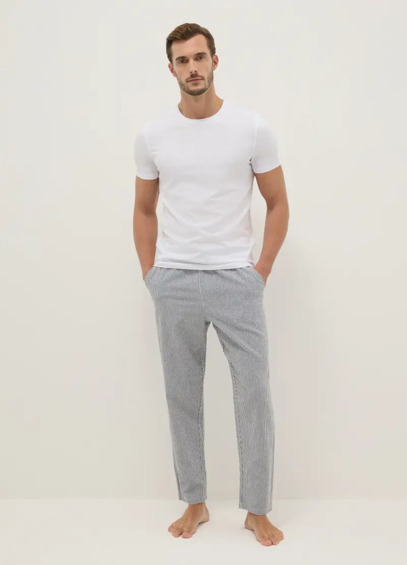 Pantaloncini Pigiama In Puro Cotone A Righe Multicolor Regular Fit, Uomo, Multicolor