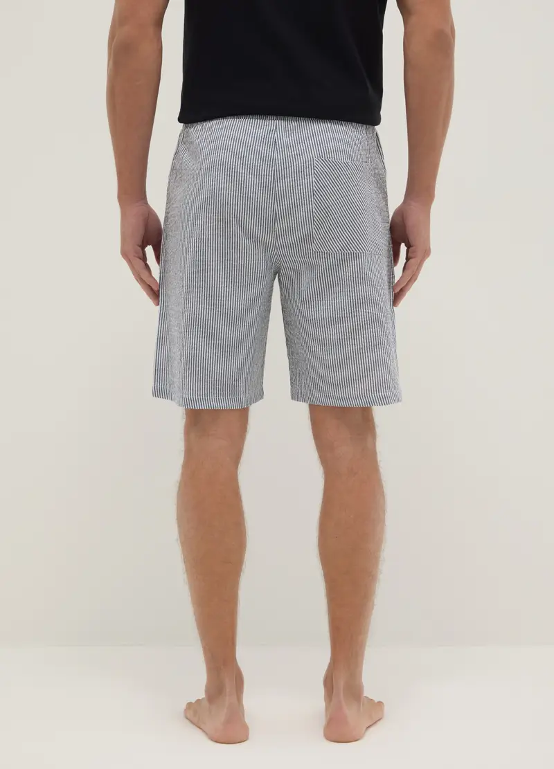 Pantaloncini Pigiama In Puro Cotone A Righe Multicolor Regular Fit, Uomo, Multicolor miniatura 3