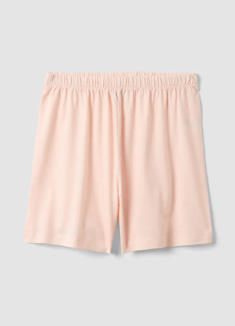 Pantaloncini Pigiama In Puro Cotone Rosa A Pois Regular Fit, Donna, Rosa