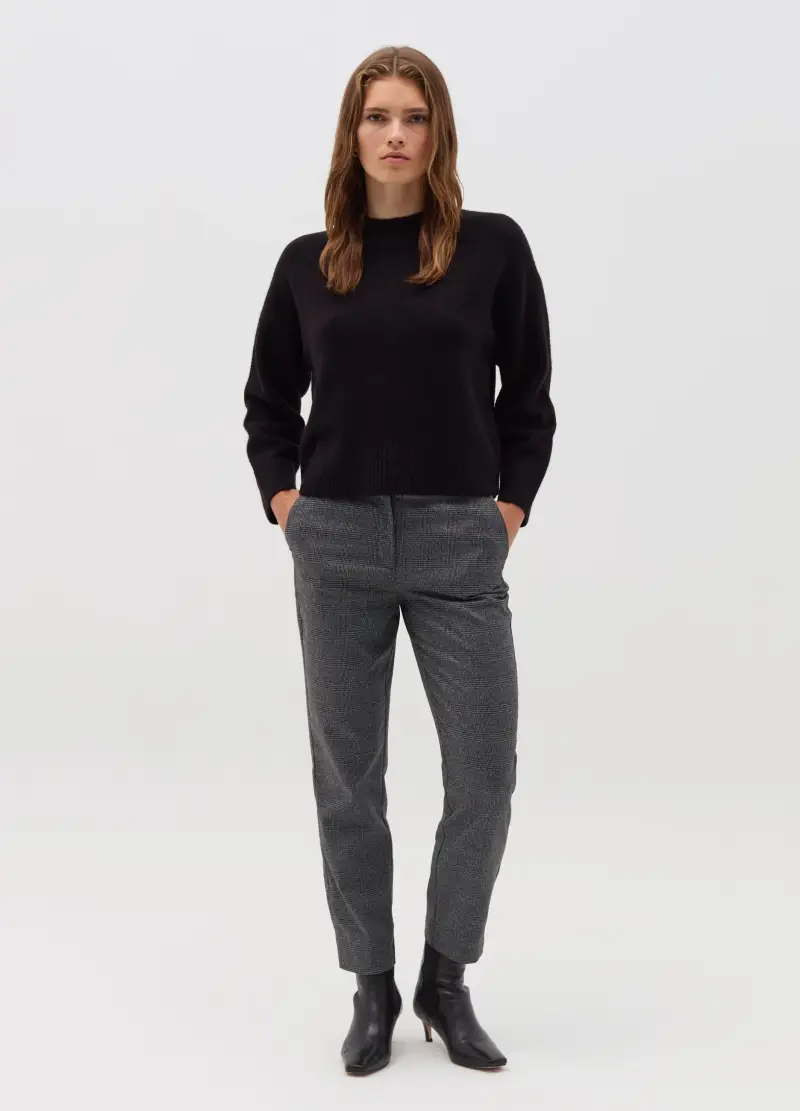 Pantalone A Sigaretta Con Spacchetti, Donna, Grigio