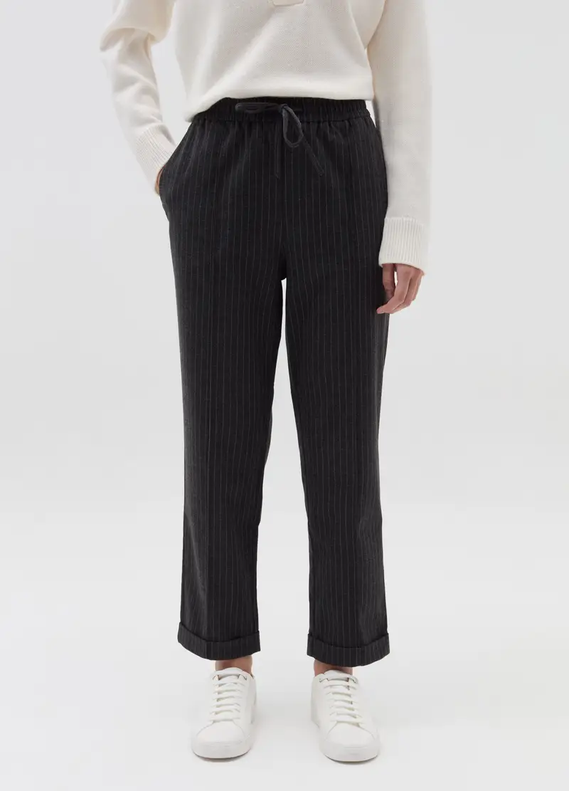 Pantalone Carrot Fit Con Risvolti, Donna, Grigio miniatura 2